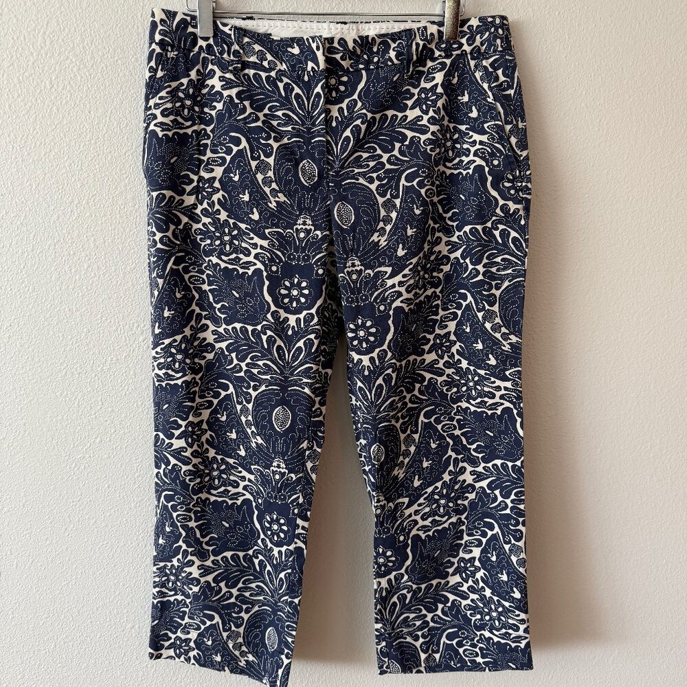 Land's End Blue and White Crop Pants Size 10 Petite